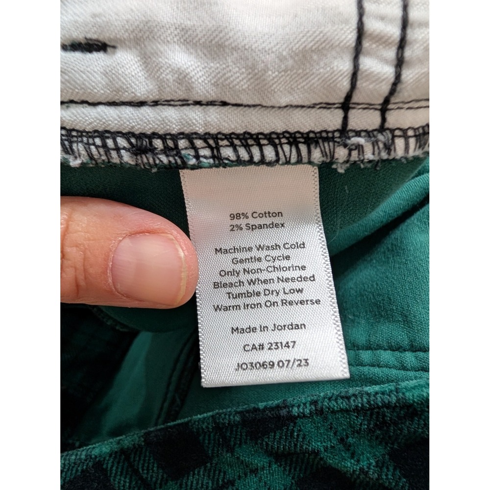 Talbots Green Buffalo Plaid Velveteen Straight Leg Pants Womens 16‎ festive - Picture 6 of 6